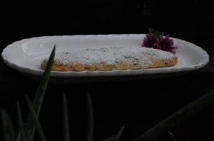 large stollen on the tray