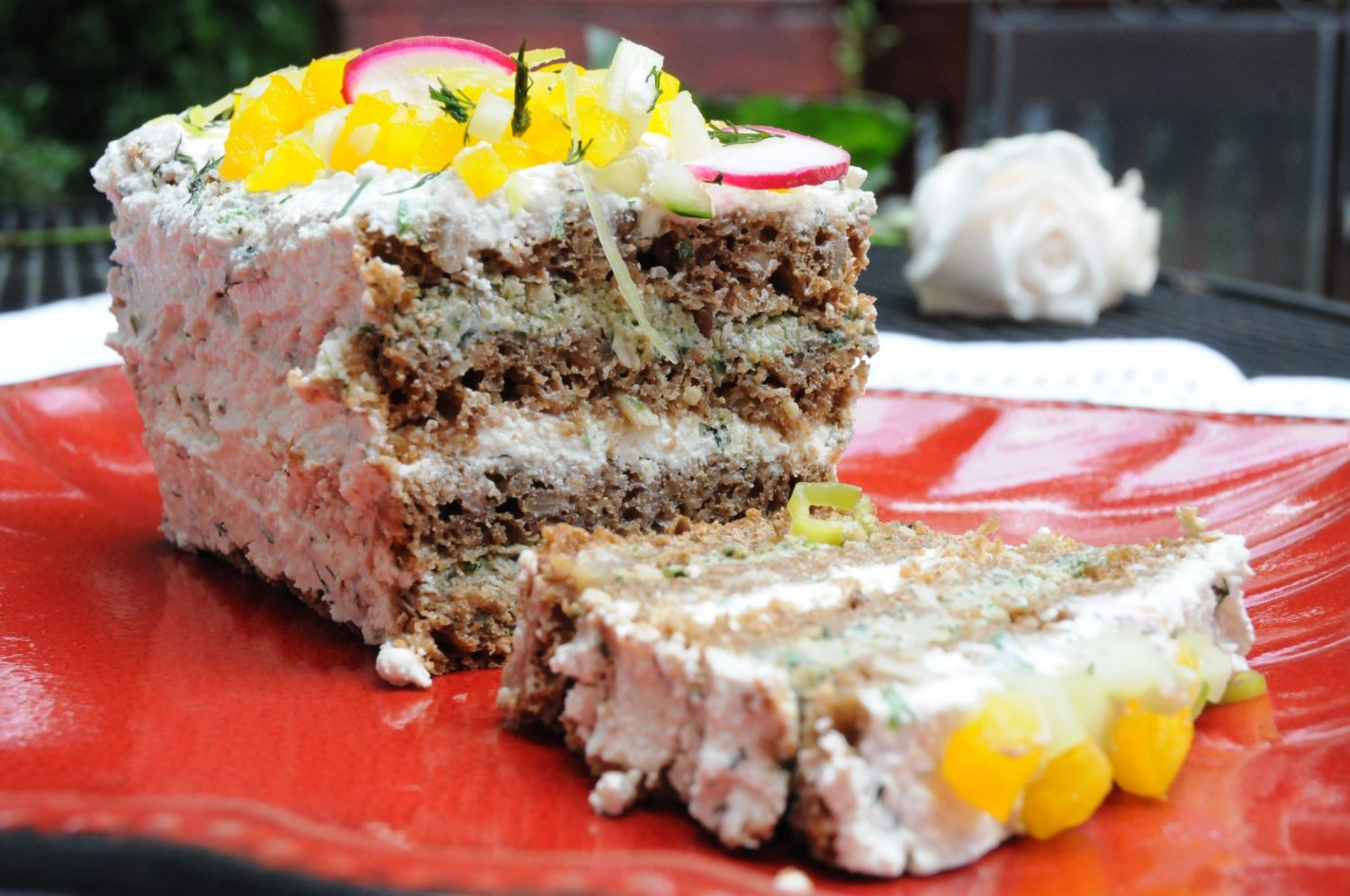 bread cake layered with spread