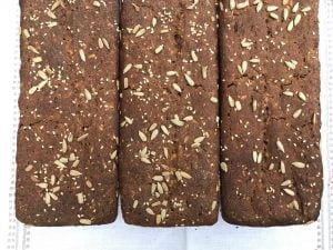 three loaves of seeded rye