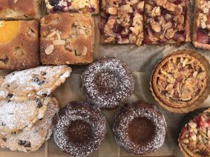 Selection of cakes, tarts, stollen