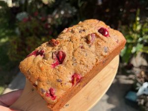spelt pound cake with cranberries